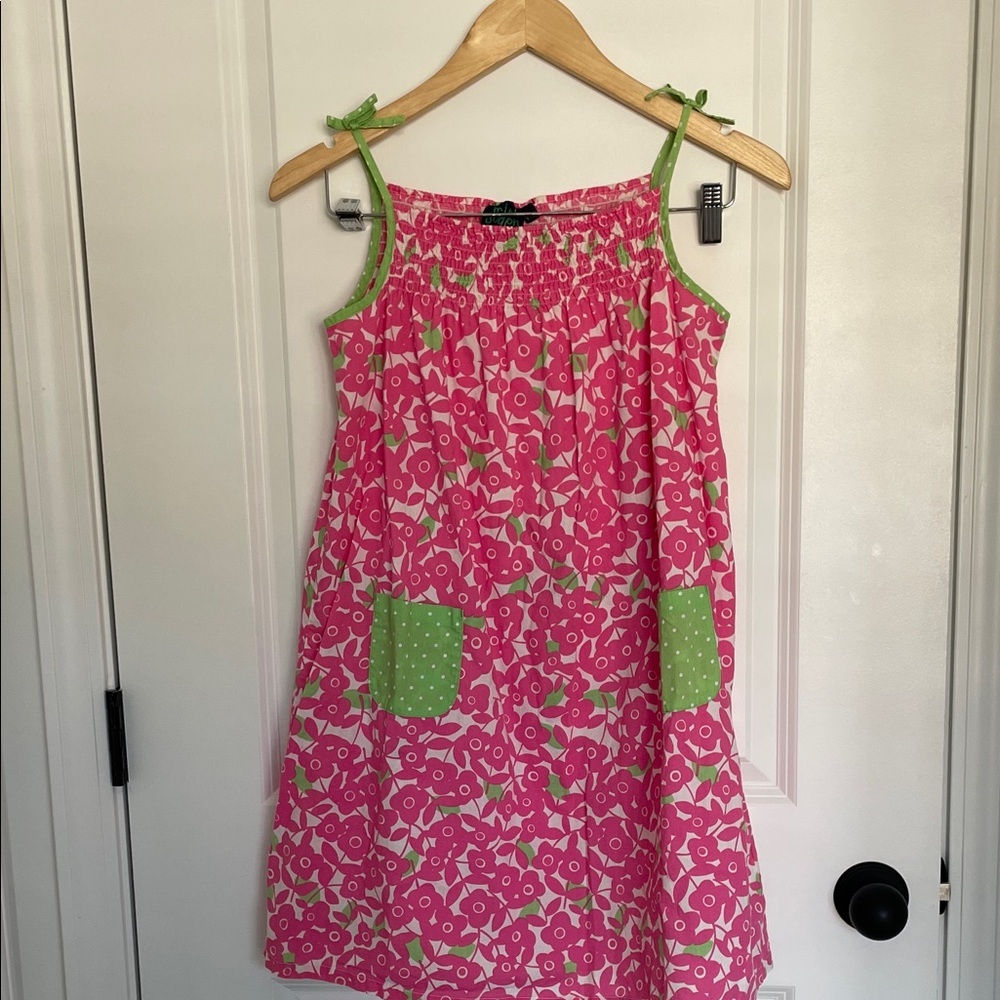 Mini Boden Girls Floral Sun Dress Pink/Green 9/10